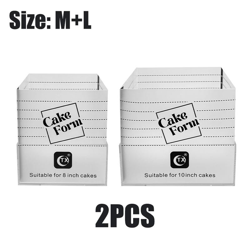 4-10 IN Quadratischer Runder Kuchenringform Verstellbare Einziehbare Fondantform Acryl Mousse Gebäckringform Kuchen Dekorationswerkzeuge