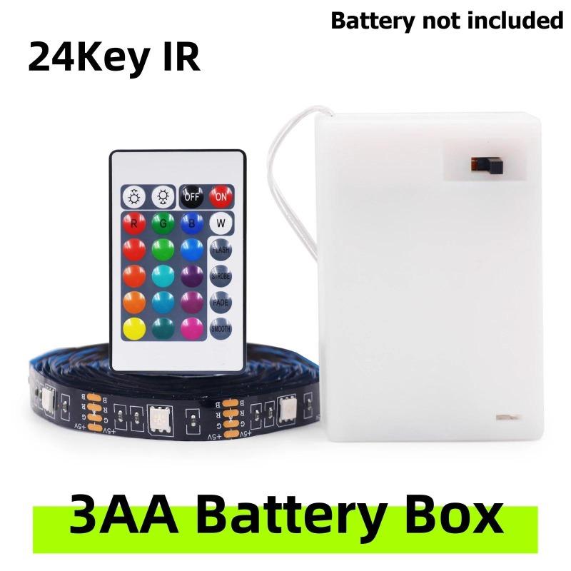 5V LED Strip Lights RGB 5050 3AA Battery Powered Flexible LED Light Strip with Remote Control for TV Backlight Bars Cabinets