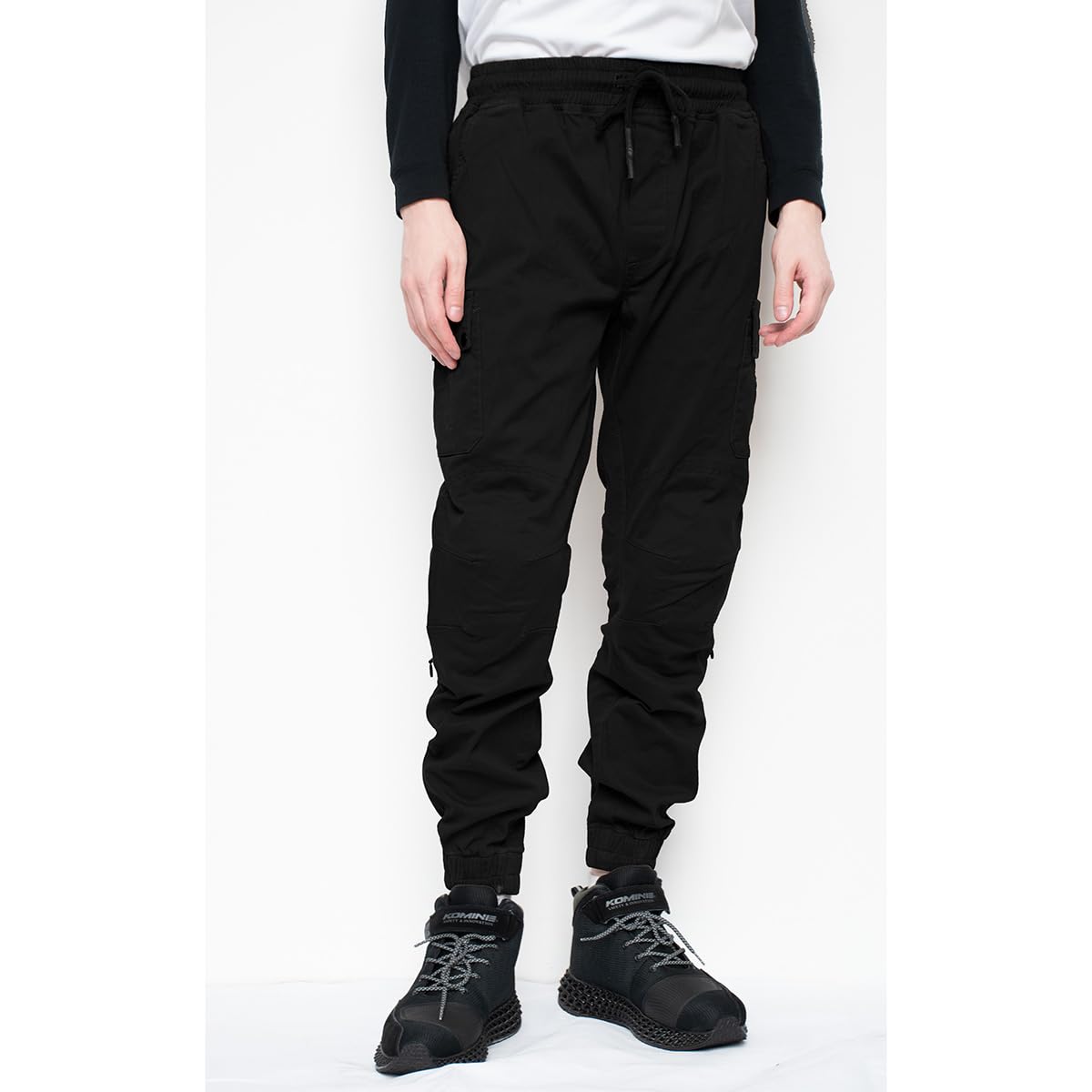 Komine Motorcycle Pants PK-753 Protective Cotton Jogger Pants Black L