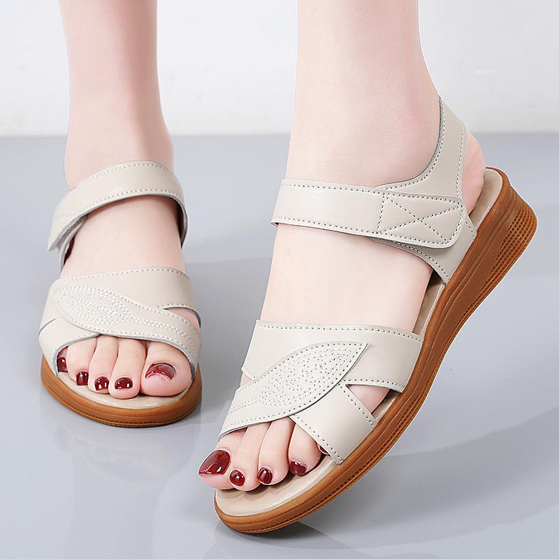 Women Summer Flats Sandals Outdoor Dressy Open Toe Casual Girls Big Size Black Sandals