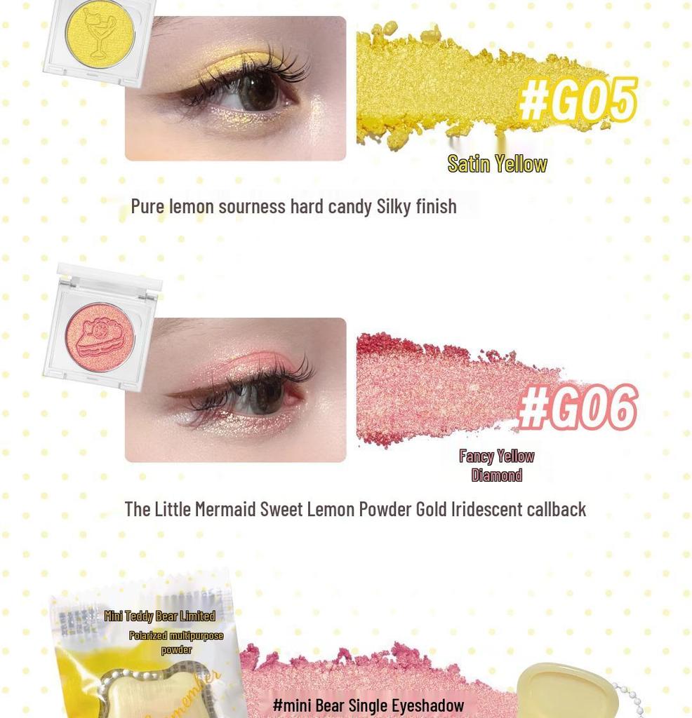Fruit Punch Litchi Single Eyeshadow & Multi-Use Highlight Powder: Lemon Bear Dreamcore Edition