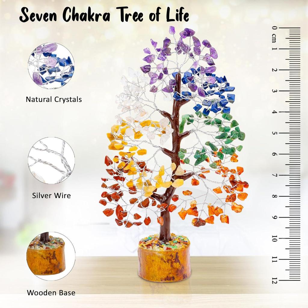 Seven Chakra Gemstone Tree for Chakra Balancing - Home Decor Showpiece - Gift for Women, Sister - Healing Crystal Bonsai for Positive Energy,