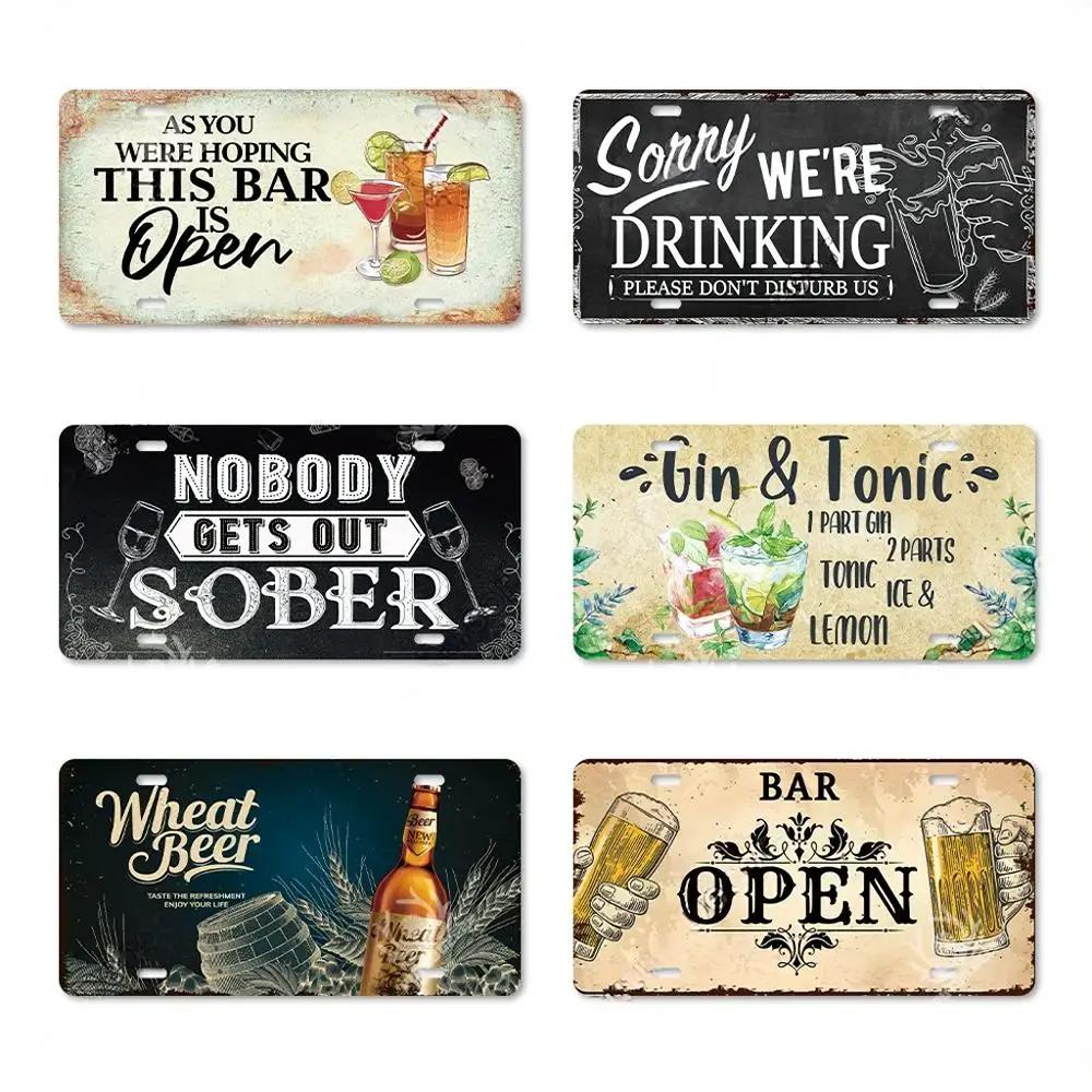 Vintage Wine Culture Metal Signs Wall Decor Licenses Plate Plaque Metal Vintage Tin Sign for Bar Pub Kitchen Dining Room