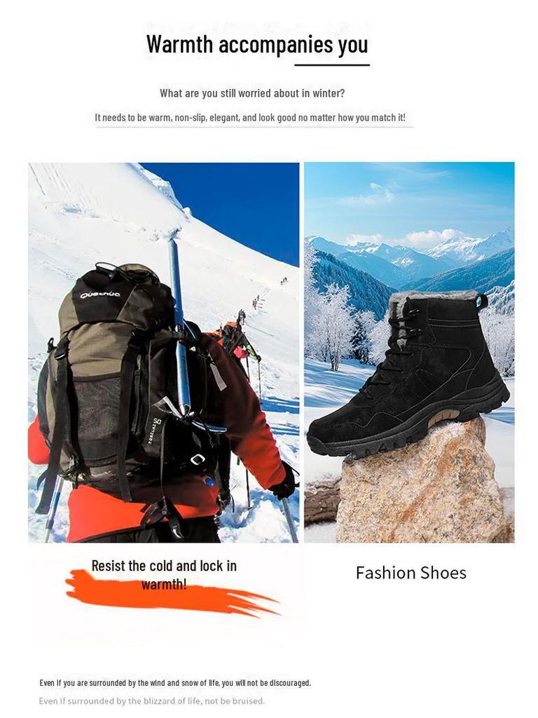 Botas de Neve Impermeáveis Extra-Grandes Masculinas do Nordeste, Veludo Grosso, Antiderrapantes, Cano Alto, Tamanho 46/47, Montanhismo ao Ar Livre.