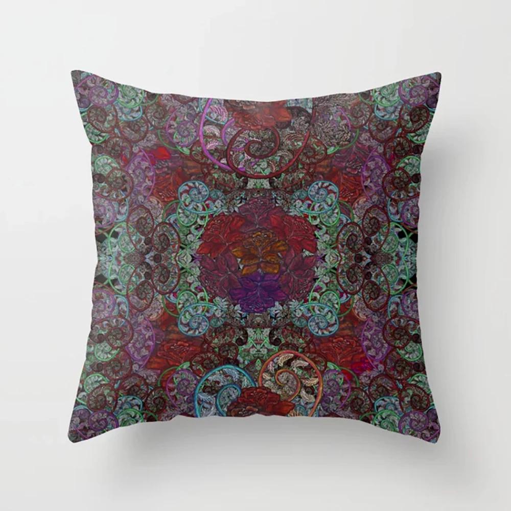 Home Decor Pillowcase Boho Psychedelic Texture Polyester Print  for Bedroom Living Room 45x45cm Funda De Almohada