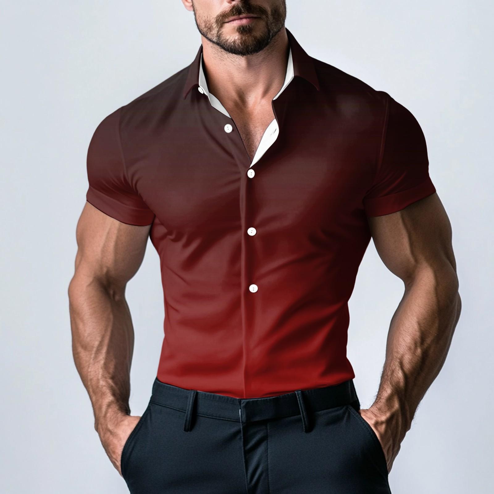 

Мужская модная атласная рубашка с коротким рукавом с принтом XXL