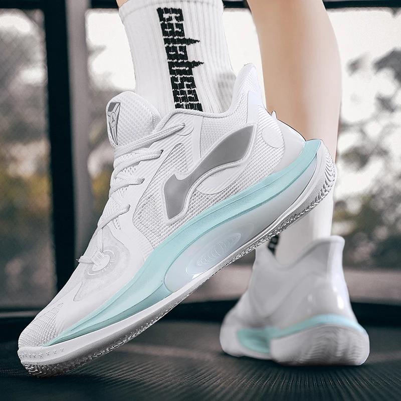 Shock-absorbing Combat Basketball Shoes Men 2024 New Youth Sports Students Professional Breathable Non-slip Sports Footwear