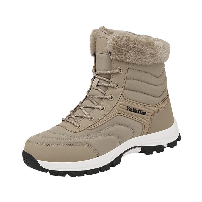 Winter Schneestiefel Herren Warm Plüsch Schnürung Rutschfest Hoher Schaft Wanderschuhe Damen Lässig Weich Atmungsaktiv Outdoor Freizeitschuhe Damen