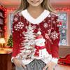 Christmas Day Girls Long Sleeve T Shirts Kids  Girls' V-Neck Tee Christmas Print Long Sleeve Top