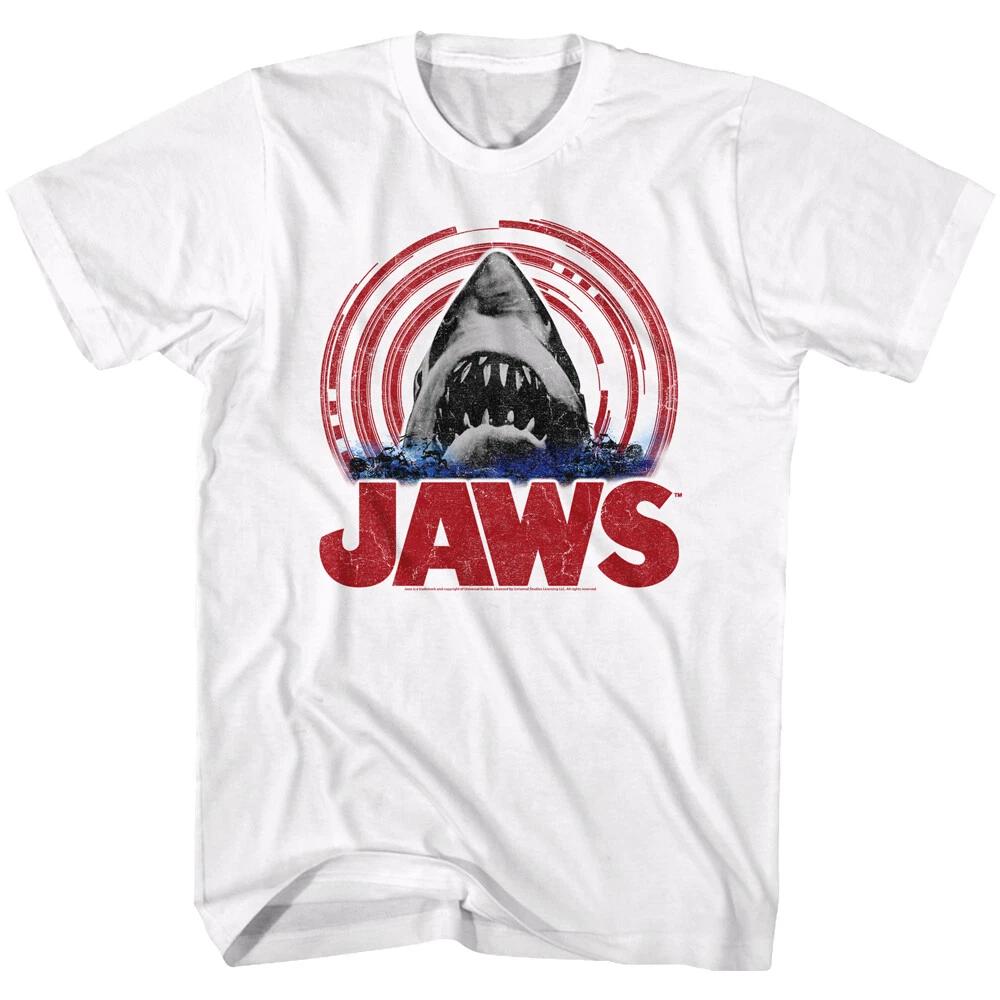 Jaws 70 s Thriller Movie Shark Head Red Spiral Men s T Shirt XL