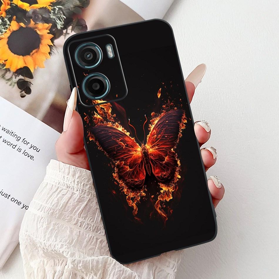 For Motorola Moto G05 G15 E15 2024 Floral Butterfly Phone Case For MOTO G05 G15 E15 4G Black Silicone Soft Lightweight Case