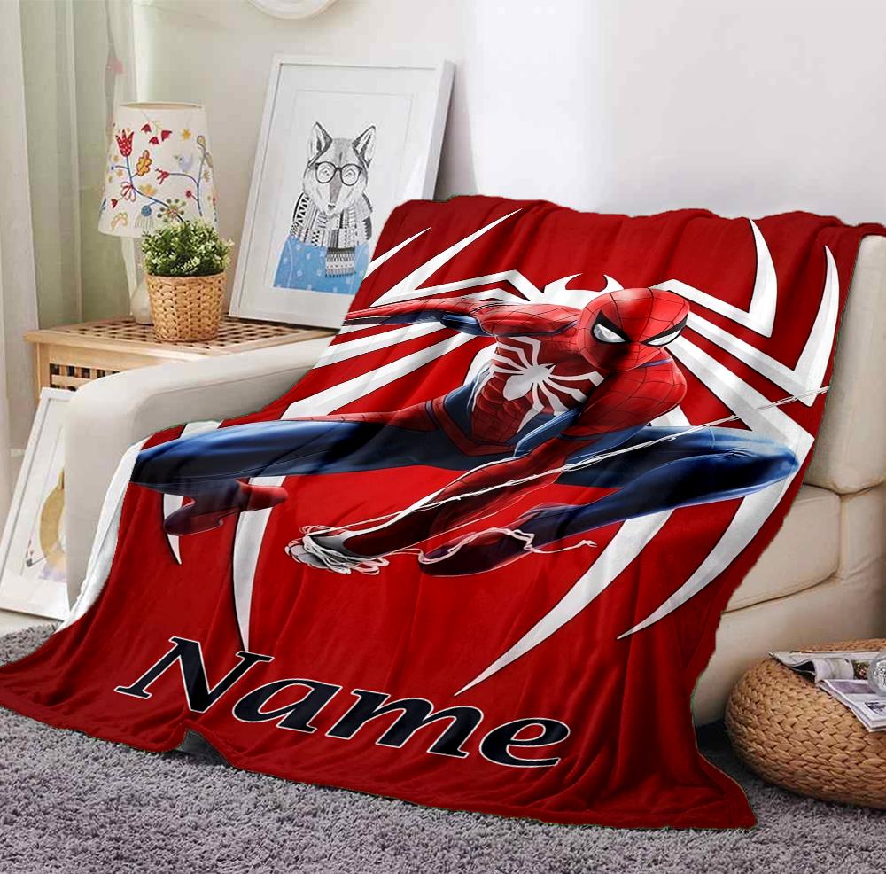 Custom Name Spider-Man Suit Flannel Blanket Throw Blanket Soft Warm Sofa Bed Decor Unique Gift