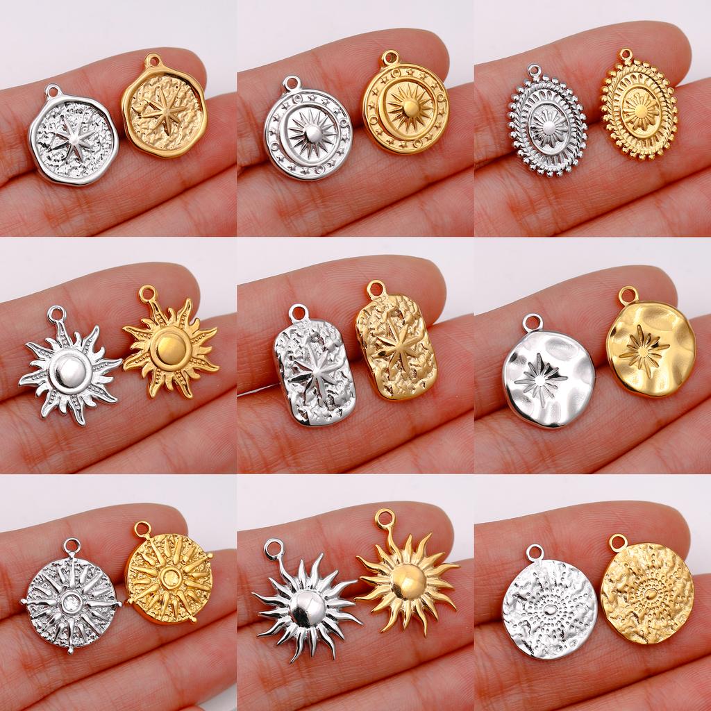 3pcs/Lot Stainless Steel Casting Sunburst Sun Moon Star Charms Pendant For DIY Necklace Bracelet Earrings Jewelry Accessories