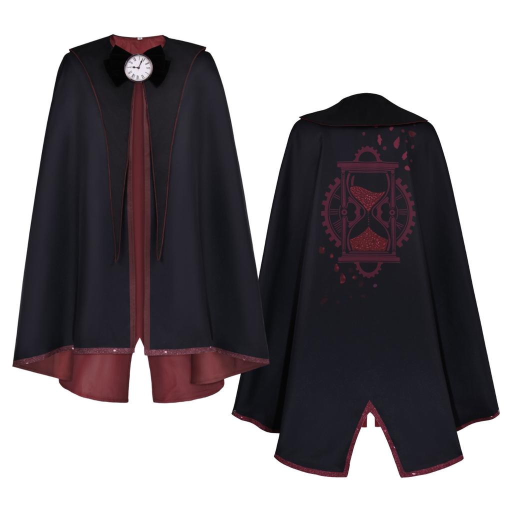 Time Stop Vampire Cloak Halloween for Adults cosplay Costume Dark Style Clock Bow Tie Cloak Performance Outfit