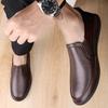 Men's Shoes Large Size Overalls Leather Shoes Men's Soft-soled Cowhide Breathable Casual Shoes Driving Lazy Shoes Foreign Trade Dad Shoes