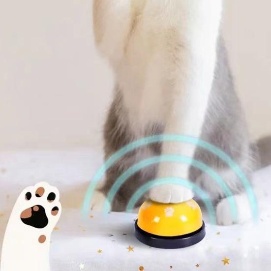 Pet Meal Bell with Anti-Slip Base for Dogs And Cats Interactive Training Bell with Crisp Ringing Tone Metal Colorful Paw Print Design Bell for Pets