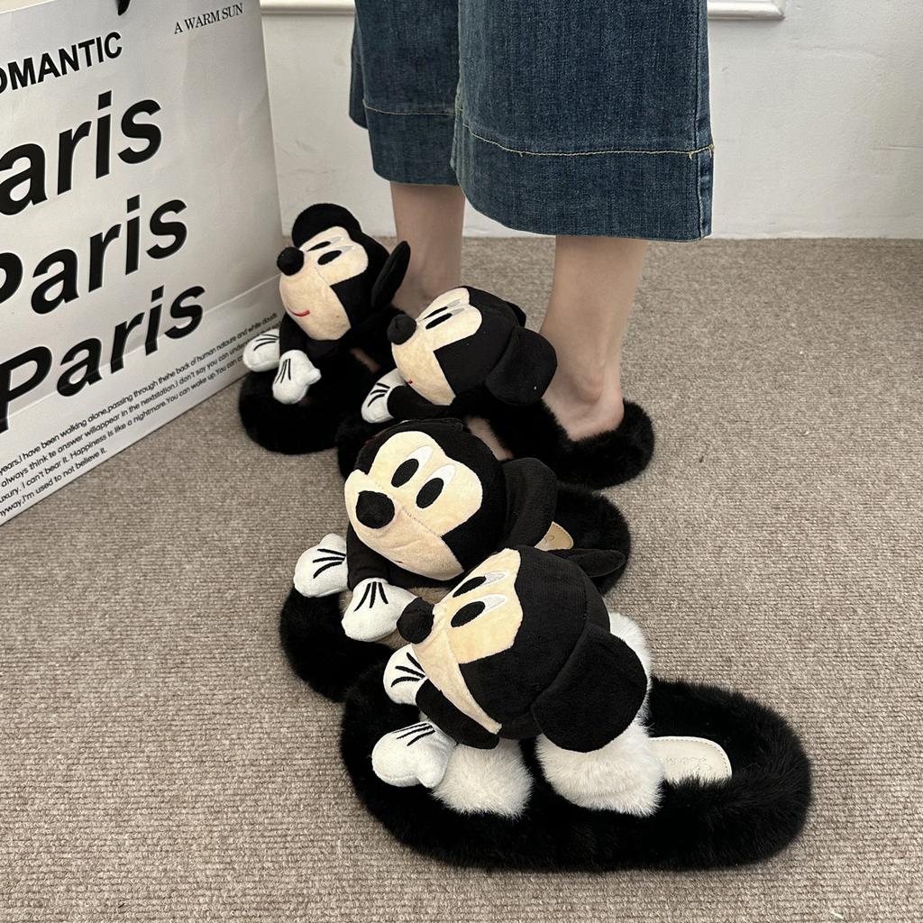 Fashion Cartoon Casual Bag Head Fluffy Slippers 2025 Autumn and Winter Suede Cute Cartoon Outer Wear Home Cotton Slippers