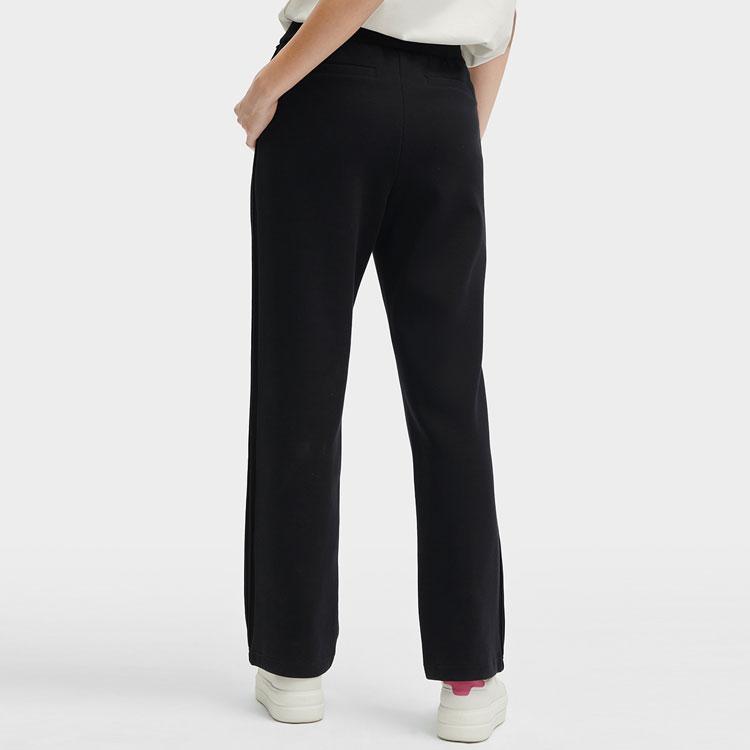 FILA Heritage Series Solid Color Mid Waist Simple Comfortable Straight Leg Casual Pants Women bottoms Black F11W418609F-BK
