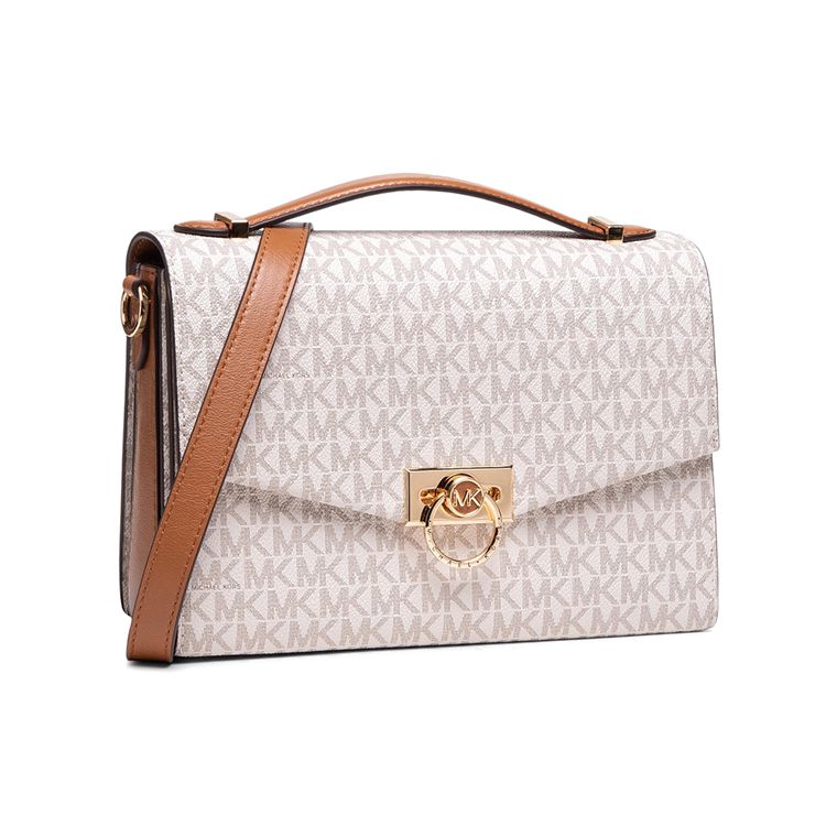 

Michael Kors MK Hendrix Monogram Vintage Gold Buckle Flap Leather Handbag Envelope Crossbody Shoulder Bag Medium Women handbags 30F0G1HM2B-149 Basic Set (Bag+Dust Bag)