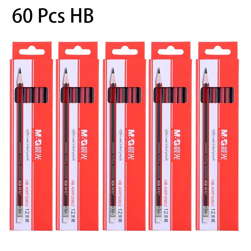 M&G 12/36/60 Pcs HB Wooden Pencil Graphite Lead Core For Office School Student Writing Drawing Sketch Stationery Supplies Gift