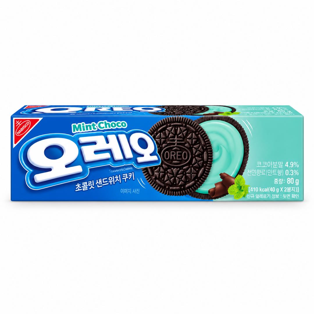 Collaboration BTS OREO Biscuits Sandwich Coréens 6 Saveurs 100g #Mint Chocolate Flavor x 1box