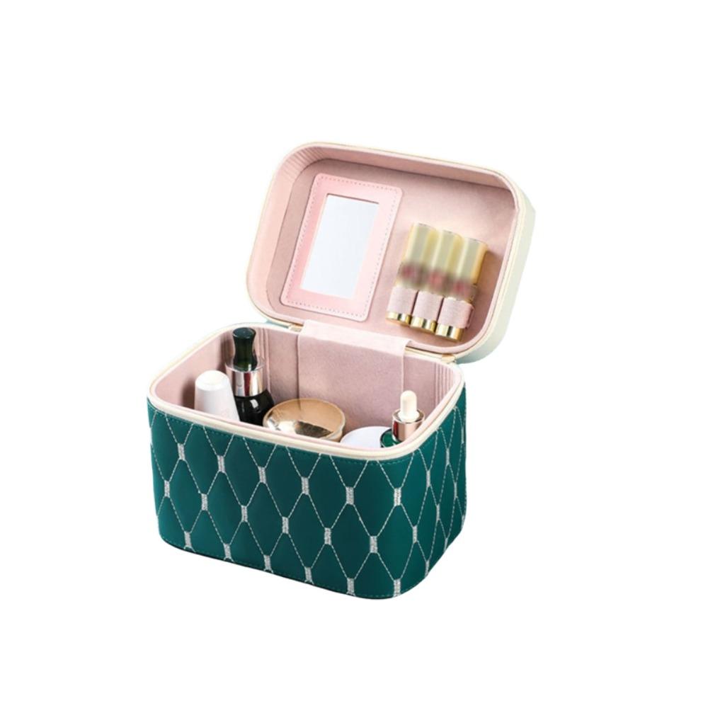 

Large Capacity Makeup Bag PU Leather Cosmetic Case Multi-functional Cosmetic Bag Makeup Artist Green S