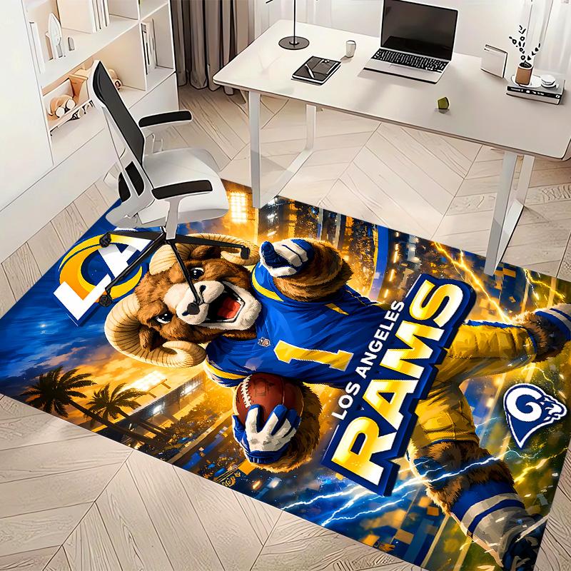 Los Angeles Rams logo Print Area Rug - Soft, Washable Non-Slip Indoor Mat for Office Chairs, Living Room, Home Office Decorative Rug