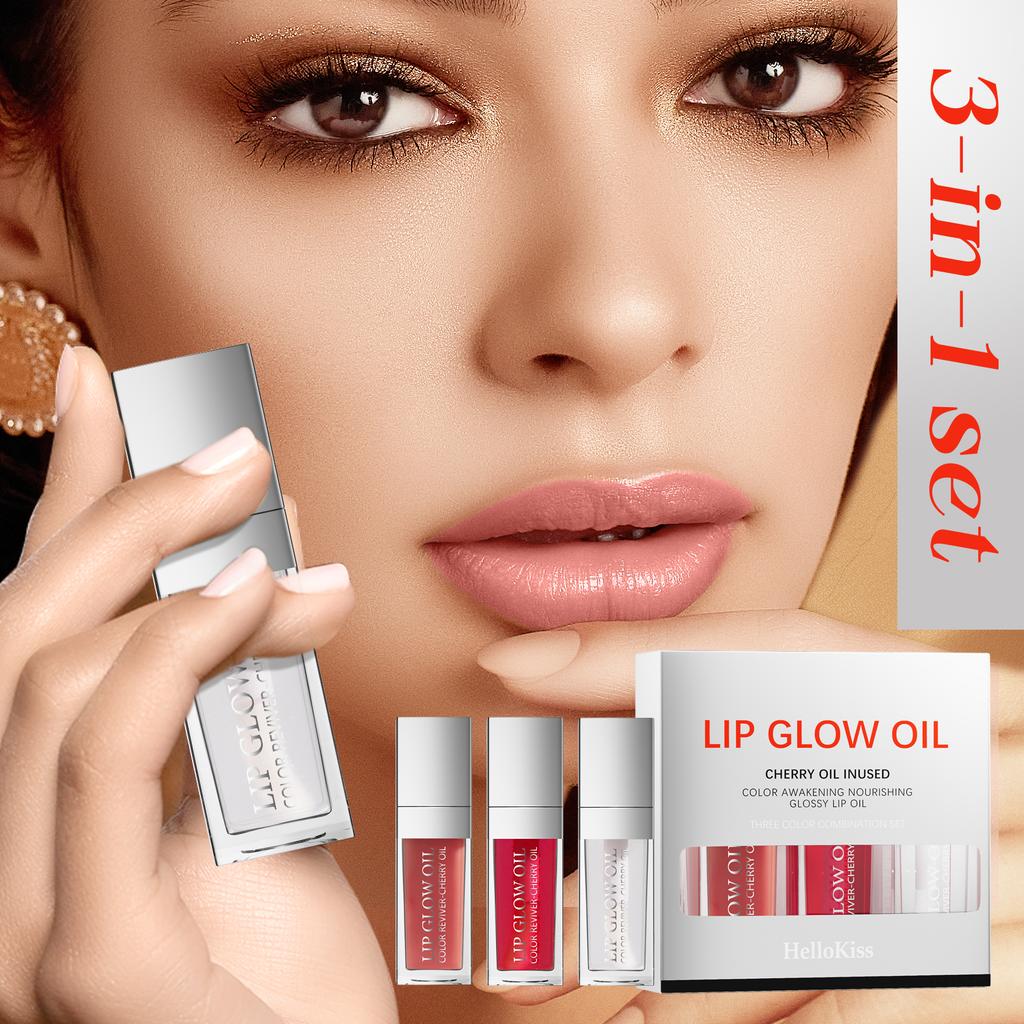 3Pcs/set Lip Oil Lip Gloss Water-glossy Mirror Lip Glaze Lip Makeup Cosmetics Lip Care