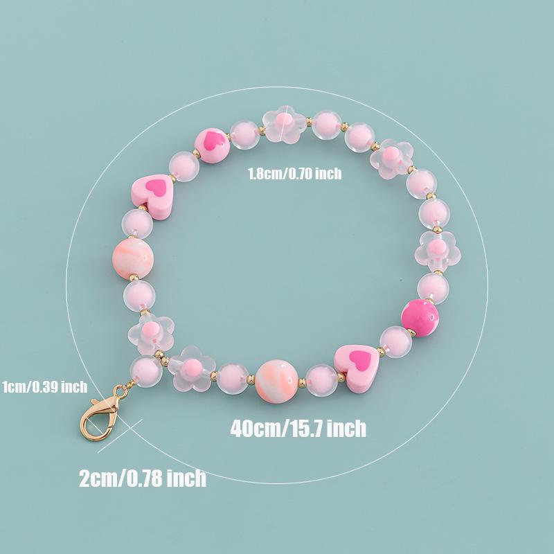 DIY 40cm Acrylic Bead-in-Bead Heart Bag Chain with Multi-color Options