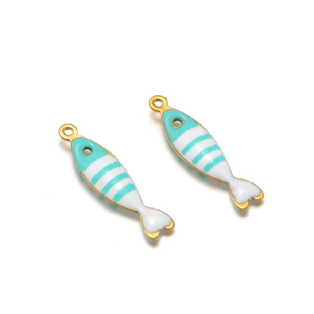 20pcs Stainless Steel Gold Color Enamel Little Fish Charms Pendants for DIY Jewelry Bracelet Necklace Findings Earrings Making