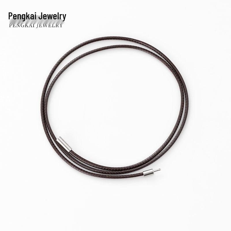 

3.0 Зашифрованный шнур для ожерелья с застежкой-кнопкой - Корейский воск, Черная кожа, Унисекс шнур для подвески для DIY ювелирных изделий. Cord 3.0 thickness (buckle 4.0) 60cm length