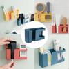 Wall Mounted Organizer Remote Control Storage Box 2 In 1 Punch Free Mobile Phone Plug Wall Holder Charging Multifunction Hook