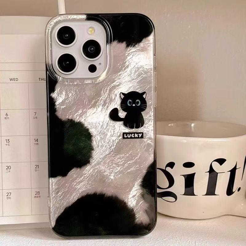 

Glacier Black Cat Phone Case for Apple 16 Pro, 15 Pro Max, iPhone 17, 14, 13 – Japanese Korean Style, Perfect for Couples iPhone 14 Pro