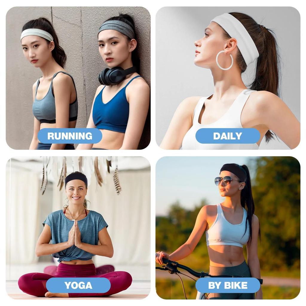 7PCS Elastic Sports Headbands For Women Stretchy Candy-Colored Hairbands Fashion Sweatbands Fitness Yoga Running Cycling 2025