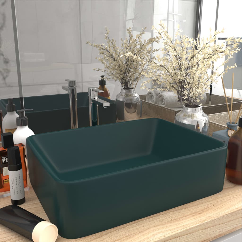 Luxus Washbasin Matte Dark Green 41 X 30 X 12 Cm Ceramic