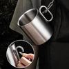 Outdoor Double Wall 304 Stainless Steel Cup Coffee Mug with Buckle Mountaineering Camping Cookout Metal Water Cup Tea Cup