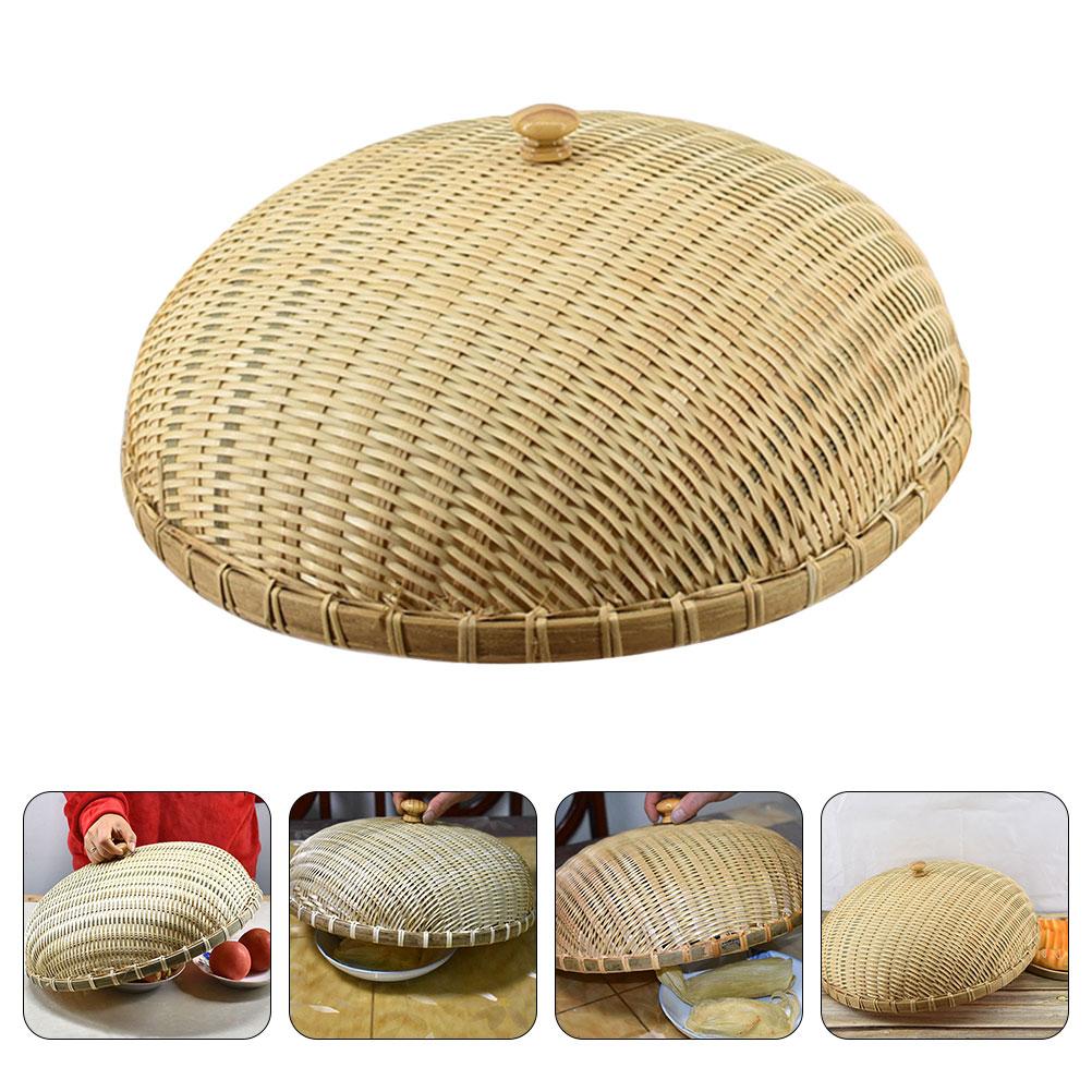 

Ротанговый чехол для еды, защита палатки, плетение из бамбука, чехлы для обеденных столов бежевый