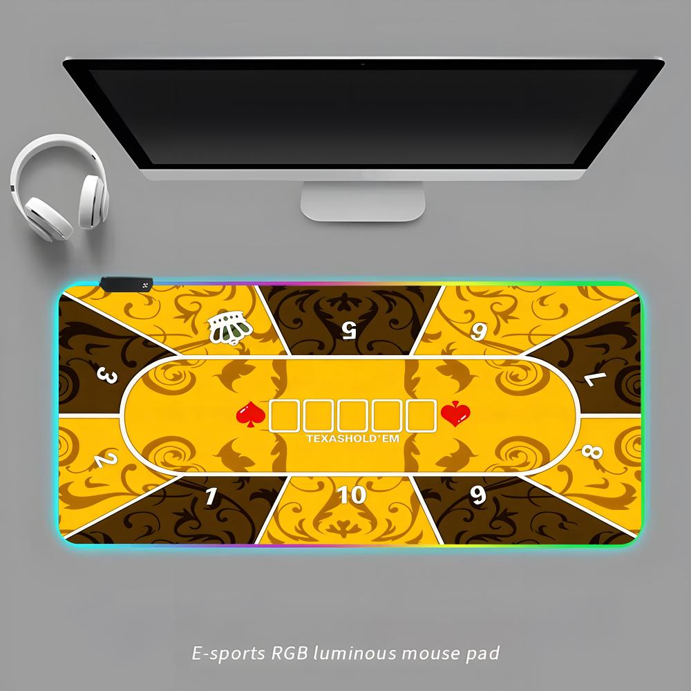 

T-Texas Holdem Mouse Pad RGB Gaming Mouse Pad Desk Mat HD Gamer Large LED Light XXL MousePads RGB600x300x3mm