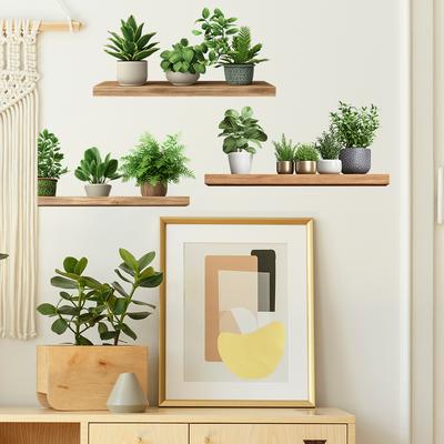 Painted Green Plants Potted Plants Shelves Bedroom Living Room Home Background Beautification Decorative Wall Stickers