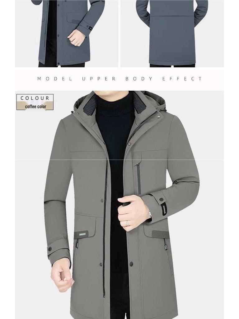 Pierre Cardin Men's Mid-Length Goose Down Jacket with Removable Liner - Thickened, Warm Winter Outerwear.