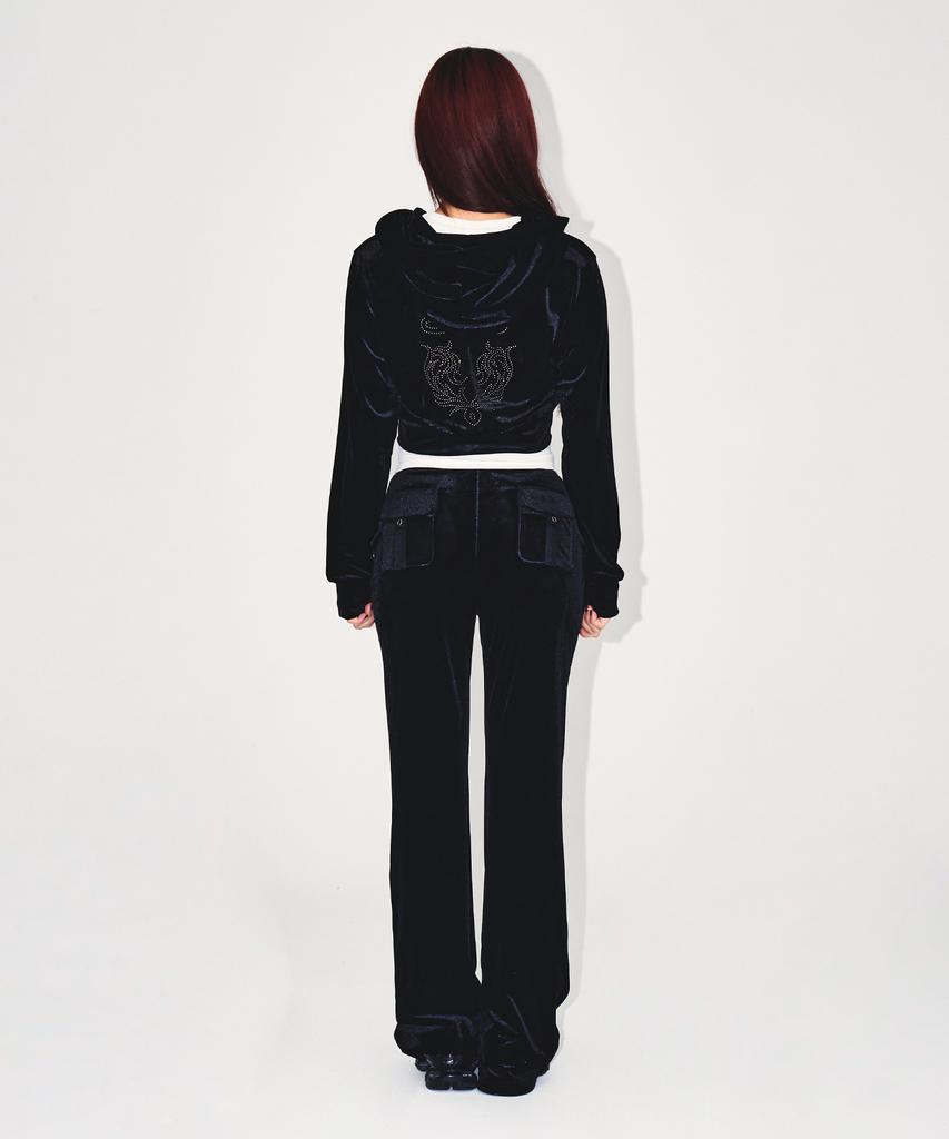 BORN TO WIN W Double B Velvet Boots Cut Pants [Black]