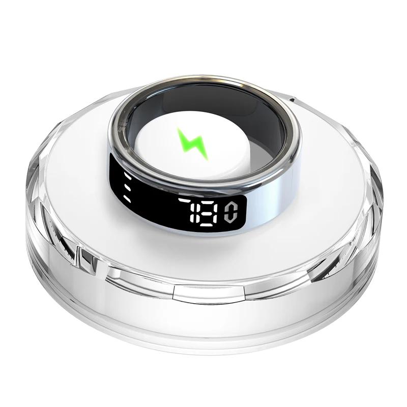 

Smart Ring Men Women LED Display Heart Rate Blood Oxygen Sleep Monitor Multi-Sport Mode Gesture Swipe Video 5ATM Waterproof Ring 8 серебряный