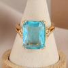 Vintage Elegant Blue Square Wide-faced Geometric Rings Banquet or Holiday Jewelry Accessories for Women's Holiday Parties