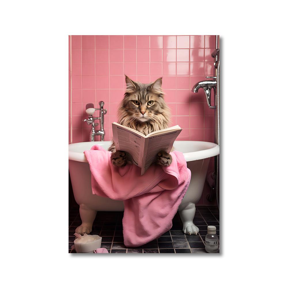 Funny Animals Toilet Canvas Painting Prints Gorilla Elephant Cat Dog Wall Art Poster Picture for Bathroom Room Home Decoration