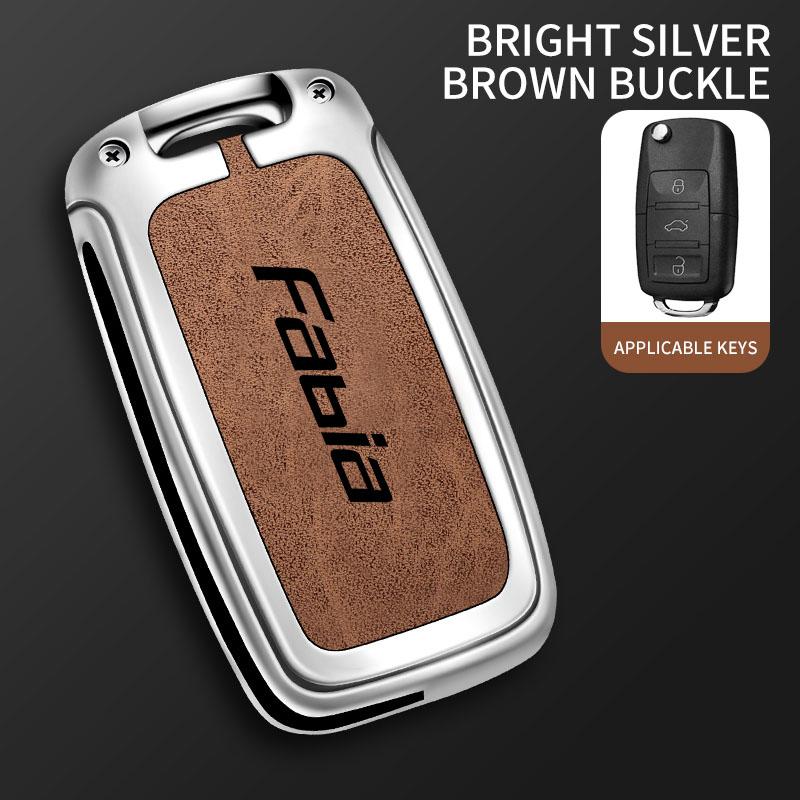 

Zinc Alloy Car Remote Control Key Case Cover Holder Shell Fob for Skoda FABIA Protection Key Chain Buckle Keyless Accessories