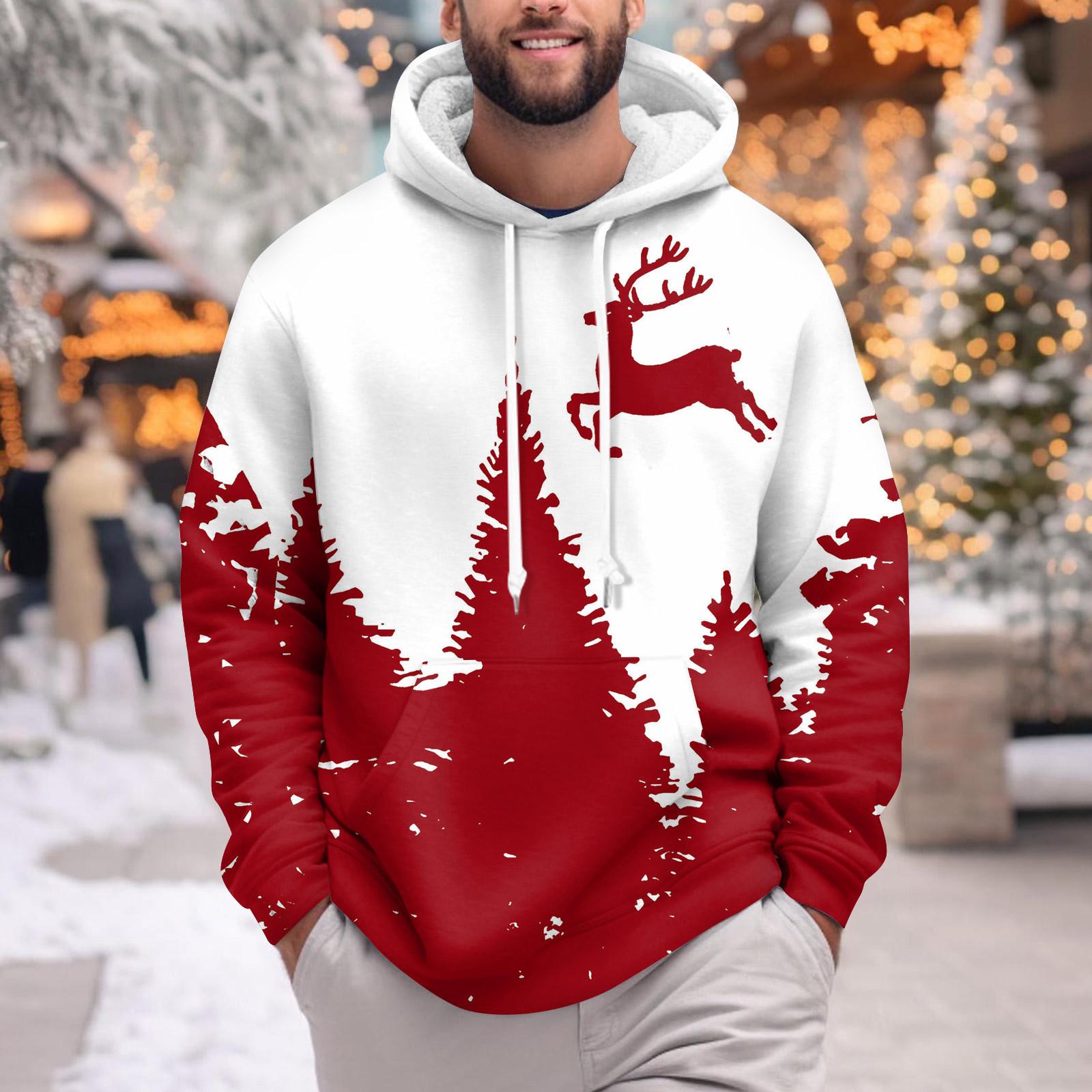 

Мужское теплое плюшевое пальто с принтом, флисовый свитер, повседневное пальто, свитер с карманами, зимнее пальто XL красный