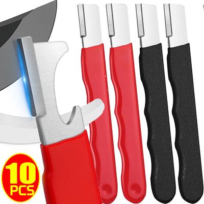 1/10pcs Knife Sharpener Alloy Steel Scissors Manual Quick Grinding Sharpeners with Non-Slip Handle Outdoor Portable Scraper Tool