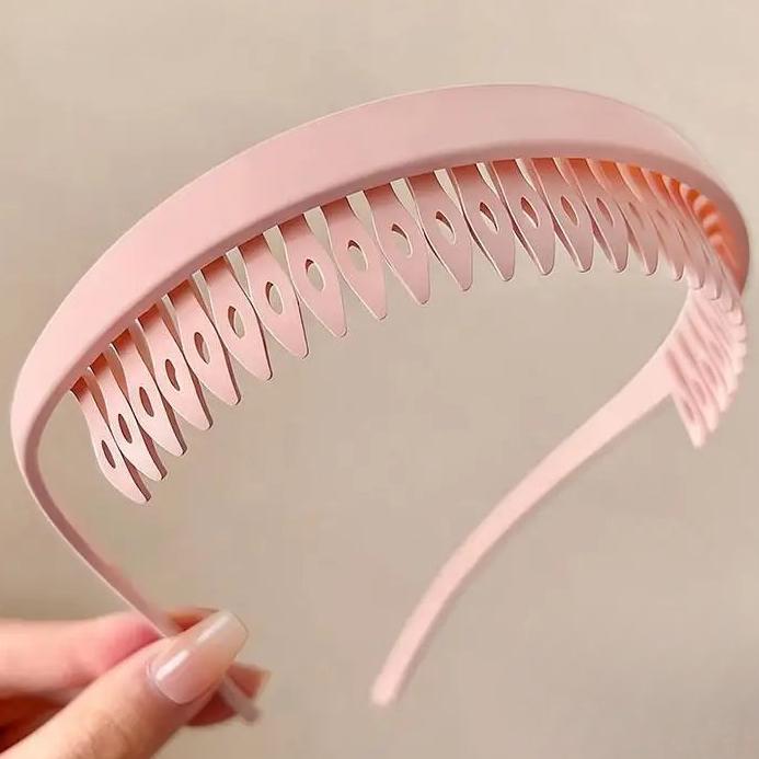 

Matte Toothed Headband for Women 2026 New High-end Facial Headband for Daily Wear Hair Clip High Cranial Top Headband рожевий