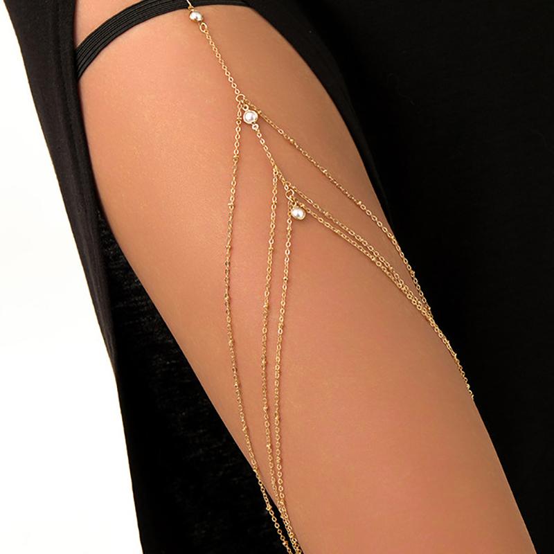 2024 New Women Bohemian Thigh Chain Simple Star Body Chains for Women Double-layer Metal Bodychain Fashion Thigh Jewelry Leg Cha