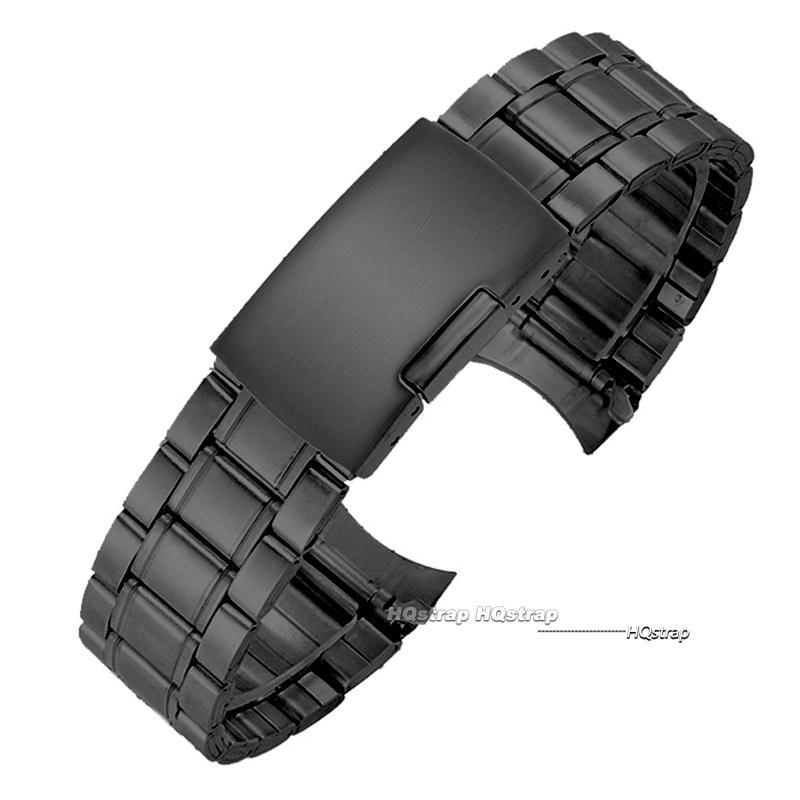 

Curved End Bracelet for Rolex Stainless Steel Watchband for Seiko 20 22mm Replacement Watchband Men Women Wrist Strap Accessory 20mm&no logo чёрный